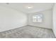 Bright bedroom features neutral carpet, a window, and freshly painted white walls at 3584 Maple Bay Ln, Land O Lakes, FL 34638