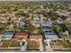 Aerial view of neighborhood homes with lush green surroundings at 1619 Coppertree Dr, Tarpon Springs, FL 34689