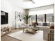 Bright living room with contemporary decor, large windows, and comfortable seating arrangement at 7176 S Shore Dr, South Pasadena, FL 33707