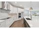 White kitchen features a gas cooktop, stainless steel appliances, and an island at 28732 Rambutan Dr, Wesley Chapel, FL 33543