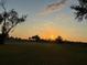 Scenic sunset over lush golf course with landscaping and trees in the background at 1433 Emerald Hill Way, Valrico, FL 33594