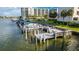 Boat docks with multiple slips and a community pier at 660 Island Way # 908, Clearwater Beach, FL 33767