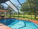 Sparkling pool surrounded by a screened enclosure, offering a private and inviting outdoor living space at 15618 Shoal Creek Pl, Odessa, FL 33556