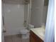 Clean bathroom with tub, toilet and vanity at 5337 Treig Ln, Wesley Chapel, FL 33545