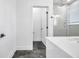 Modern bathroom with shower and separate toilet area at 2608 W Columbus Dr # 3, Tampa, FL 33607