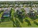 Aerial view of houses with lush green lawns and palm trees at 1923 Sterling Glen Ct, Sun City Center, FL 33573