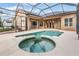 Inviting pool and spa area with screened enclosure at 19230 Climbing Aster Dr, Tampa, FL 33647