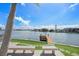 Serene waterfront backyard with a dock and seating area at 485 41St Ave, St Pete Beach, FL 33706
