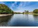 Serene lake view with lush trees and residential homes in the background at 4993 Bostonian Loop # 4993, New Port Richey, FL 34655