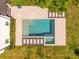 Overhead view of a modern, geometric pool and patio at 1308 W Plymouth St, Tampa, FL 33603