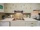 Traditional kitchen showcasing cabinets, tile backsplash, sink, and appliances at 11200 102Nd N Ave # 66, Seminole, FL 33778