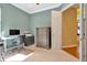Bright home office features built-in shelving and hardwood floors at 11220 Paradise Point Way, New Port Richey, FL 34654