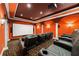 State-of-the-art home theater with tiered seating and large projection screen at 8376 Catamaran Cir, Lakewood Ranch, FL 34202