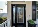 Elegant front door with glass accents and modern hardware at 5205 Covesound Way, Apollo Beach, FL 33572