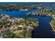 Aerial view of waterfront homes and a park at 1408 Riverside Dr, Tarpon Springs, FL 34689