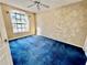Bedroom with ceiling fan and blue carpet at 3619 Springville Dr, Valrico, FL 33596