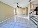 Living room with tile floors and a ceiling fan at 3619 Springville Dr, Valrico, FL 33596