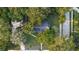 Overhead view showcasing the home's private backyard and tree-lined street at 37439 Meridian Ave, Dade City, FL 33525