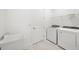 Convenient laundry room with a utility sink, door, and full-sized washer and dryer at 17203 Luminous Ave, Venice, FL 34293