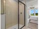 Clean shower with glass enclosure at 31471 Woodland Race Loop, Wesley Chapel, FL 33545