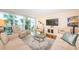 Living room with hardwood floors, comfy seating and ocean view at 7100 Sunset Way # 205, St Pete Beach, FL 33706