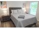 Cozy bedroom with a queen-size bed and wood nightstands at 12098 Clarendon Ave, Port Charlotte, FL 33981