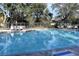 Octagonal shaped community pool with lounge chairs at 37670 Aaralyn Rd, Zephyrhills, FL 33542