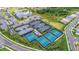 Aerial view of tennis and pickleball courts within a community at 4735 Avila Lakes Dr, Wimauma, FL 33598