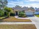 Inviting single-Gathering home featuring a well-kept lawn, mature landscaping, and a two-car garage at 12006 Stone Crossing Circle, Tampa, FL 33635