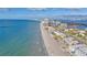 Aerial view of a beach coastline with buildings and ocean at 411 Belle Isle Ave, Belleair Beach, FL 33786