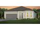 Single-story home with gray garage door and landscaping at 11216 Shoreline Trl, Parrish, FL 34219
