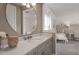 Modern bathroom with vanity, sink, and large mirror at 13813 Sharp Hawk Dr, Riverview, FL 33569