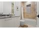 Clean bathroom with bathtub, shower, and modern vanity at 16920 Villalagos De Avila, Lutz, FL 33548