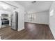 Modern kitchen, stainless steel appliances, and dark wood flooring at 10206 Lola St, Tampa, FL 33612