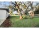 Side yard with mature oak trees and a grassy lawn at 6602 S Emerson Ave, St Petersburg, FL 33707