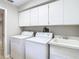 Laundry room with washer, dryer, and storage cabinets at 3076 Braeloch E Cir # 5, Clearwater, FL 33761