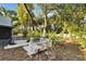 Backyard with trees, plants, and a small patio at 9402 Forest Hills Cir, Tampa, FL 33612