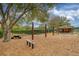 Community playground with swings and picnic tables under a large tree at 12818 Royal George Ave, Odessa, FL 33556