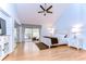 Large main bedroom with high ceilings, king bed, and access to private patio at 5357 Cobblestone Ct, Wesley Chapel, FL 33543