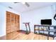 Home gym with treadmill, weights, and shelving at 807 Belle Timbre Ave, Brandon, FL 33511