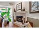 Living room fireplace with gas logs and decorative mantel at 354 Larboard Way, Clearwater Beach, FL 33767