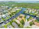 An aerial view showing the home's canal-front position at 6208 Spoonbill Dr, New Port Richey, FL 34652