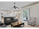 Open living room and kitchen with breakfast bar and island at 16310 Ashington Park Dr, Tampa, FL 33647