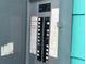 Close-up view of an electric panel, with various switches and labels visible at 2716 49Th S St, Gulfport, FL 33707