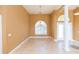 Dining room with tile floors, chandelier, and plantation shutters at 924 Bunker View Dr, Apollo Beach, FL 33572