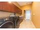 Well-equipped laundry room with modern washer, dryer, and cabinetry at 924 Bunker View Dr, Apollo Beach, FL 33572