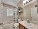 Clean bathroom with shower/tub combo and vanity at 31935 Brookstone Dr, Wesley Chapel, FL 33545