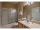 Clean bathroom with shower/tub combo and updated vanity at 2003 Acadia Greens Dr, Sun City Center, FL 33573