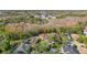 Aerial view highlighting a home's location in a wooded neighborhood at 18214 Stillwell Ln, Tampa, FL 33647