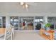 Covered patio offering access to the home's interior and waterfront views at 407 Blackhawk Cir, Sun City Center, FL 33573